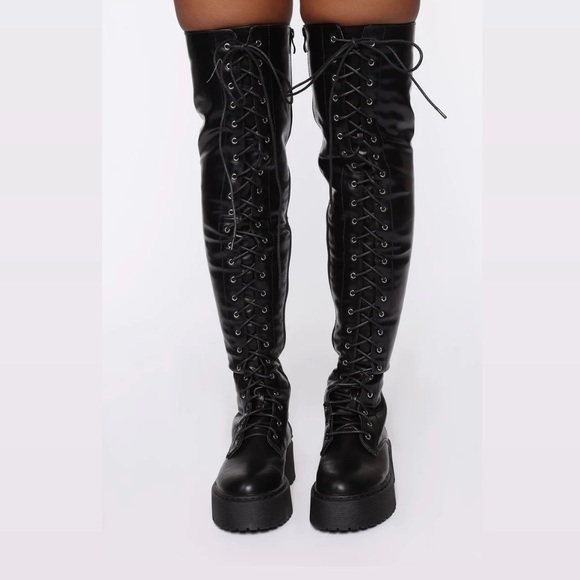 Over the Knee Combat Boots - Picture 2 of 3